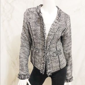 White House Black Market Black and White Tweed Utility Jacket